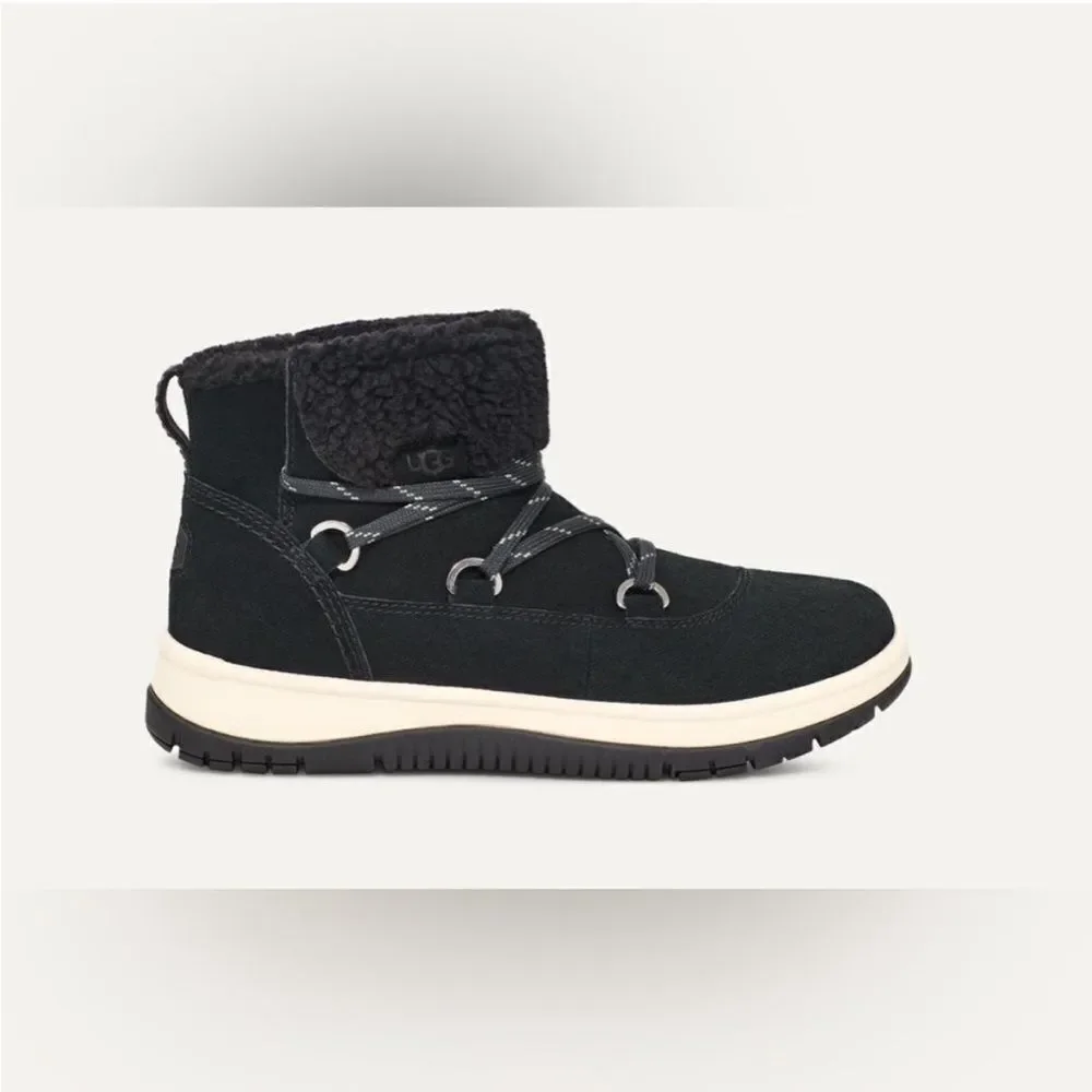 UGG Lakeside Heritage Lace Sneaker Boots Waterproof Suede Black 9